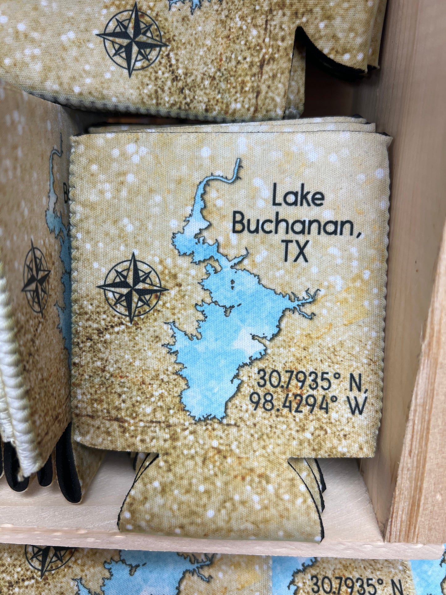 Lake Buchanan Map + Coordinates Neoprene Coozie