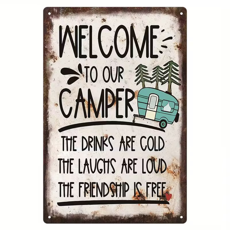 Welcome to Our Camper Metal Sign