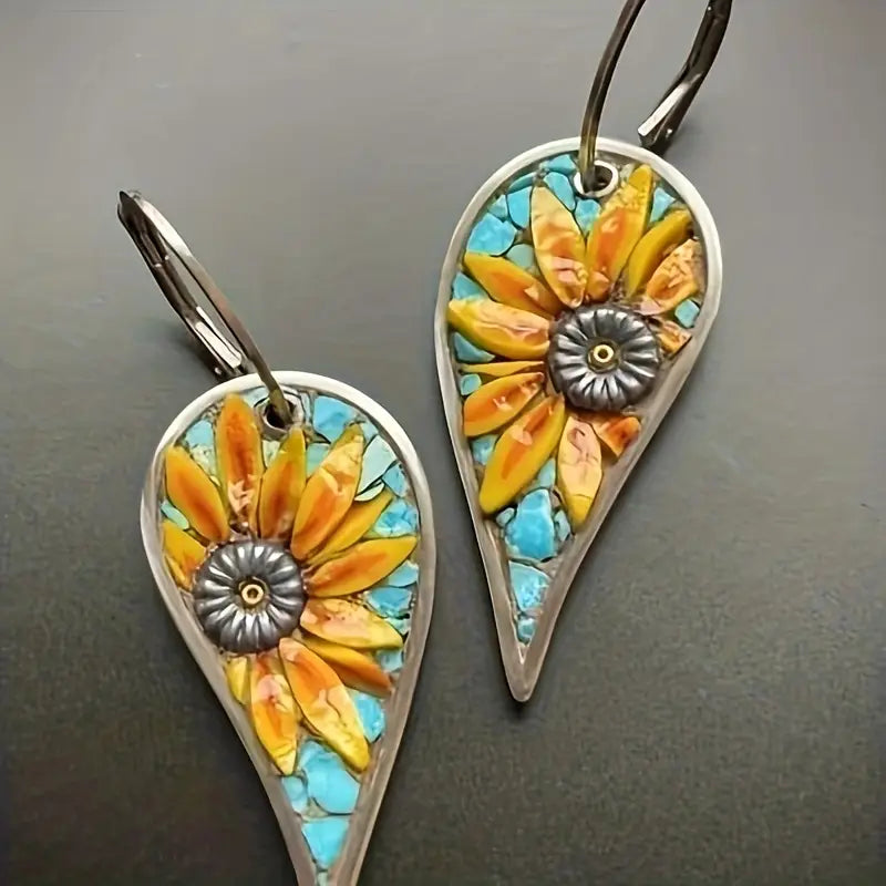 Sunflower Teardrop Earrings
