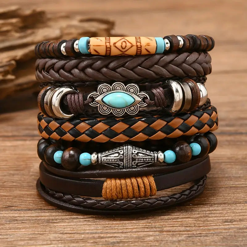 Leather + Turquoise Bracelets
