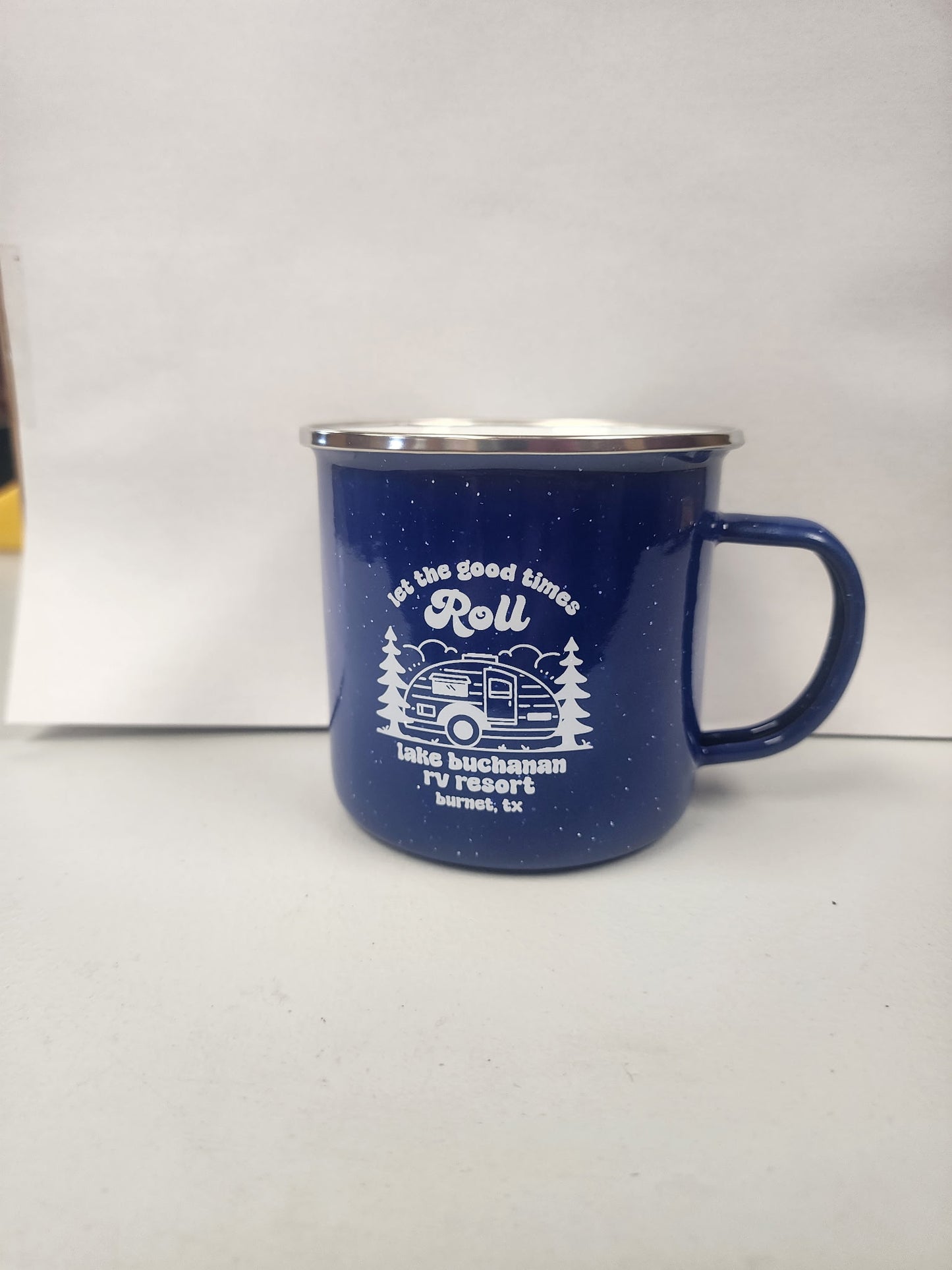 Let the Good Times Roll Speckled Camp Mug