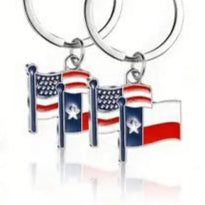 US & Texas Flag Keychain