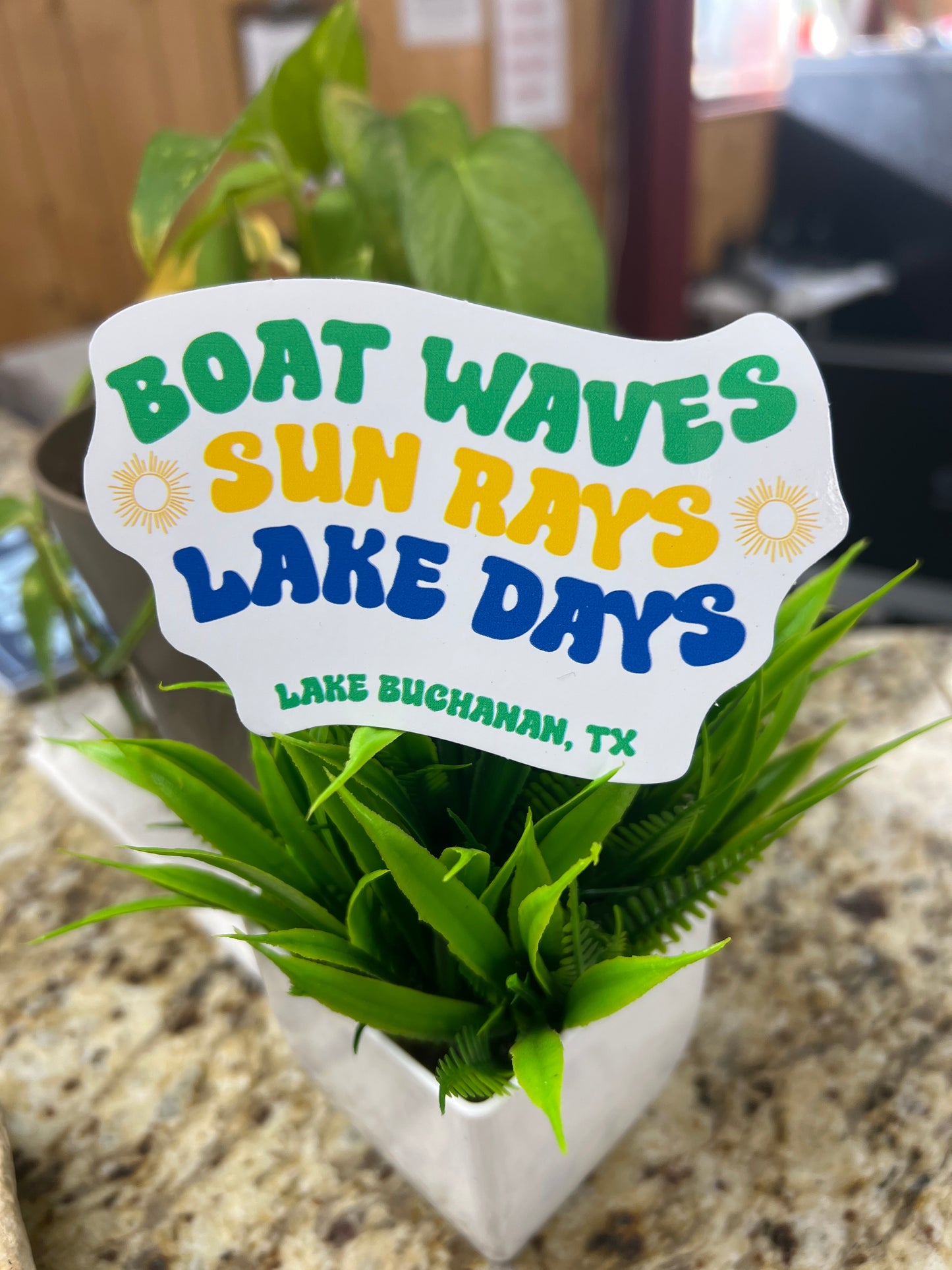 Boat Waves Sun Rays Lake Days Sticker