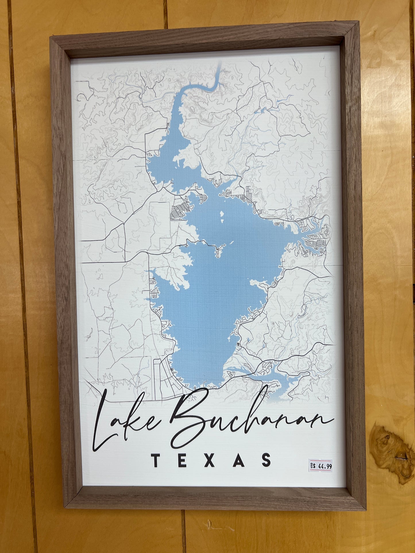 Lake Buchanan Map Wooden Sign