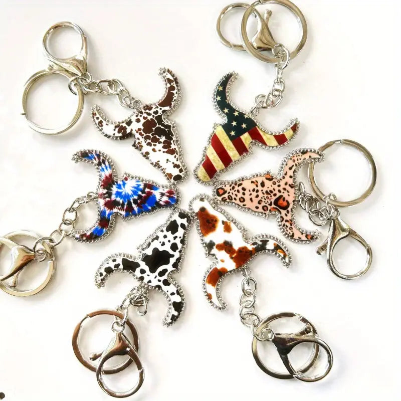 Assorted Longhorn + Inlaid Art Keychains