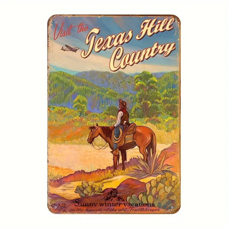Visit the Texas Hill Country Metal Wall Art