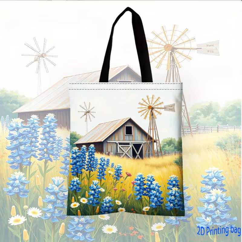 Texas Bluebonnet + Farmhouse Tote Bag