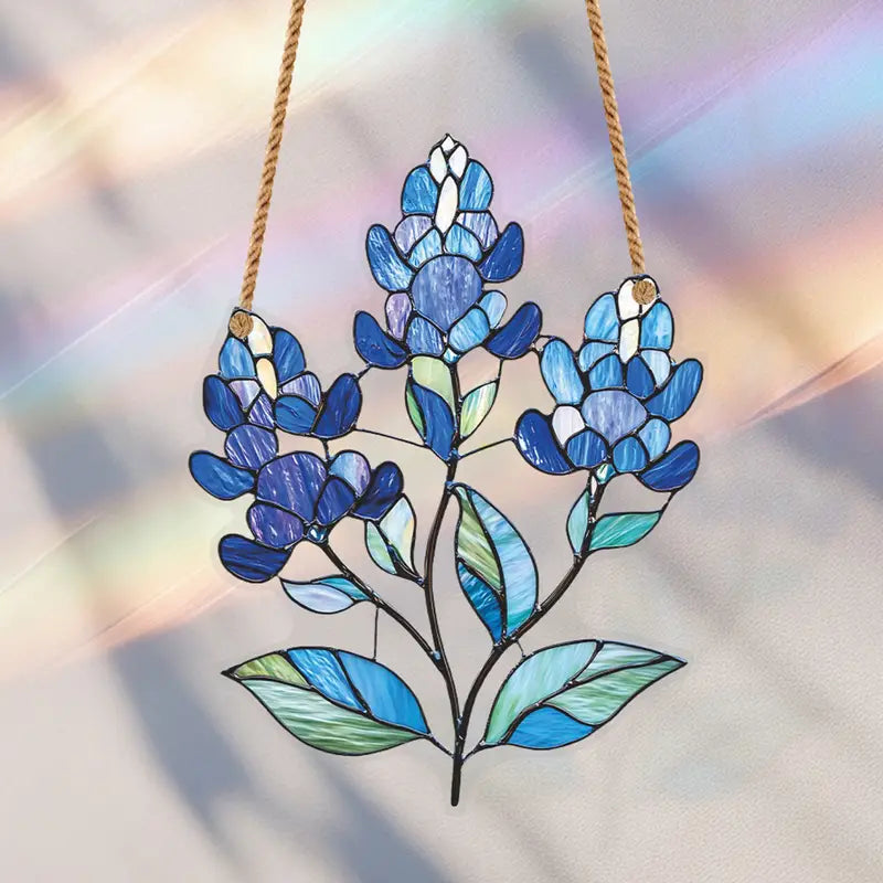 Texas Bluebonnet Suncatcher Acrylic Wall Art