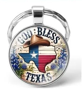 God Bless Texas Keychain