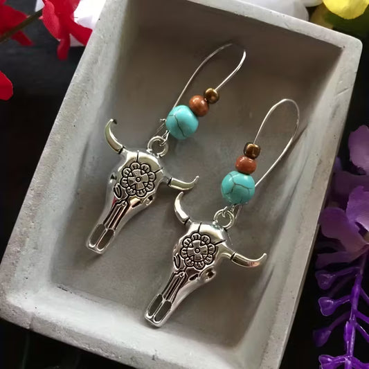 Longhorn + Beads Earrings