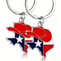 Cowboy Hat on Texas Outline Keychain