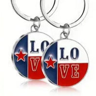 Love Texas Circle Keychain